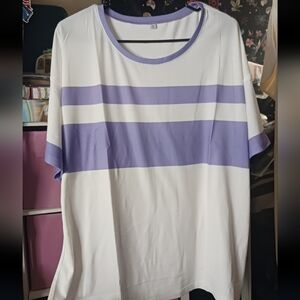 Lavender Stripe Scoop Neck Women's Top
